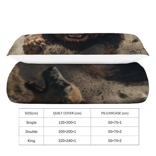Housse de couette lion microfibre de qualité supérieure impression 3D parure lit simple - 4