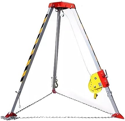 Heavy Duty Fall Arrest Kit - Aluminum Confined Space Tripod with 49' Winch, Anti-Dropping Safety Harness, Rescue System for High Places, Cliffs & Narrow Spaces