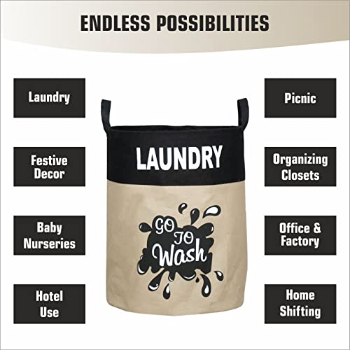 Image of 45 L Canvas Laundry Basket for Clothes & Toys (Go to Wash)