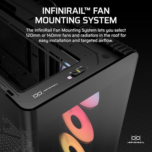 Image of CORSAIR Frame 4500X RS Reverse Fan ARGB Mid-Tower PC Case - 3X Pre-Installed Fans, Panoramic Glass, InfiniRail Mounting System, Modular Customization, Spacious Interior, GPU Anti-Sag - Black