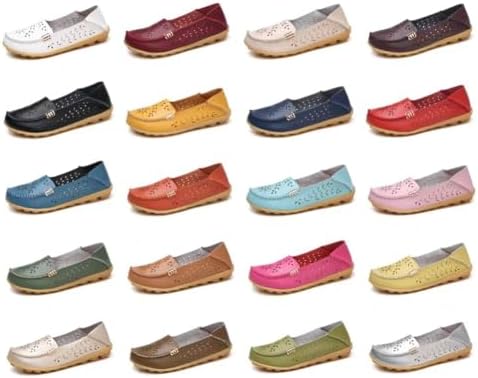 Wanphoo Women's Leather Casual Slipper Loafers Moccasins Driving Shoes Flat Slip-Ons US Size 7.5 Beige | Image 3