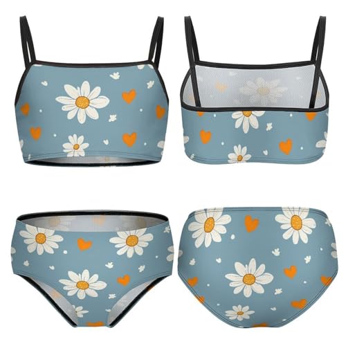 Daisy Flower Girls Bikini Swimsuit Two Piece Bathing Suit Beach Swimwear3