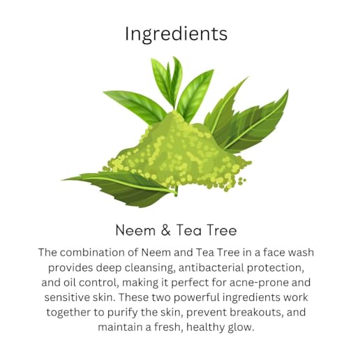 Image of Khadi Neem & Tea Tree Face Wash 200ml | Herbal & Natural | With Salicylic Acid | For Acne & Pimples | Brightens & Evens Skin Tone | SLS & Paraben Free | For All Skin Types | Men & Women
