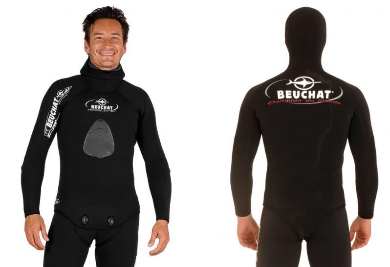 Beuchat Mundial Equipe 5mm Open Cell Wetsuit Jacket with Hood and Speargun Loading Pad (Small)