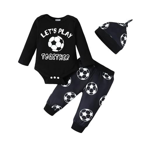 Image of Baby Boy Coming Home Outfit 3PCS, Baseball Onsies Baby Boy, Toddler Football Outfit Pants Set and Infant Soccer Outfit