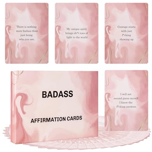 Fofeadm Badass Affirmation Cards for Women, 53 Daily Positive Inspirational Motivational Cards,...