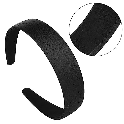 WLLHYF 2 Pieces Satin Headbands 1 Inch Wide Hard Head Band Fashion Solid Headband Anti-slip Plain Hair Bands Diy Hair Accessories for Women Girls Halloween Christmas Valentine's Day - Image 3