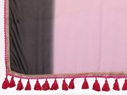 Image of RAJESHWAR FASHION WITH RF Women's Fancy Desian Ombre Georgette Saree For Women With Latkan Tassels Lace Border & Unstitched Blouse