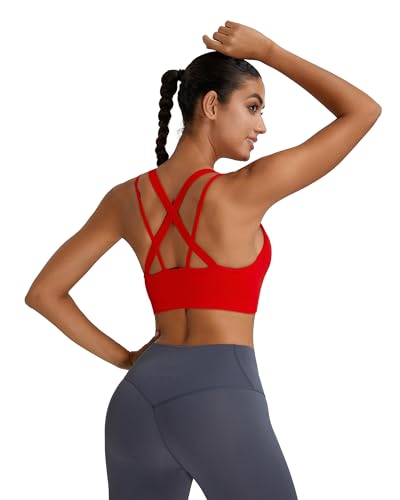 Image of Sports Bras for Women HIigh Support, Criss-Cross Back Padded Strappy High Impact Sports Bras for Women Large Bust