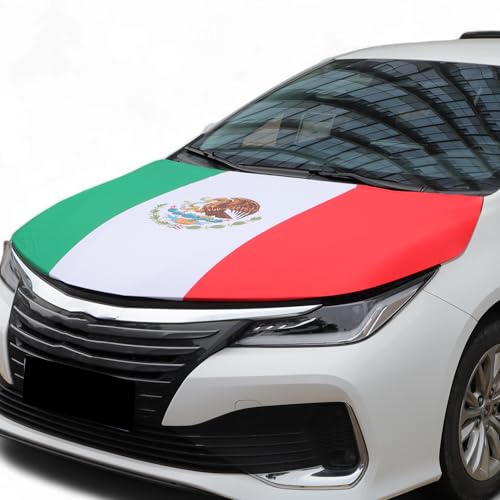 Partuto Mexico Flag Car Hood Cover 63x47 (160x120cm) Polyester Elastic Fabrics Car Bonnet Banner Universal Fit for Trucks Cars SUVs for 4th of July Decorations