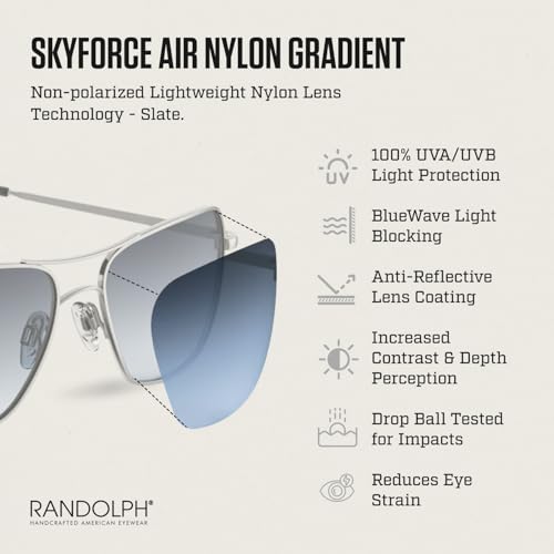 Image of Randolph Eyewear Archer Aviator Sunglasses for Men & Women - Non-Polarized & Polarized Lenses UV Protection Sunglasses
