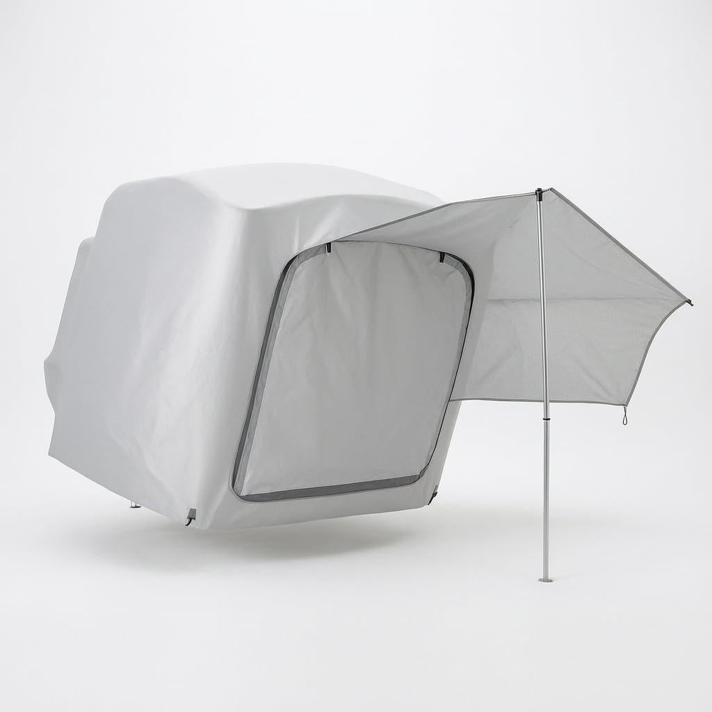SUV Tailgate Tent for Camping, Waterproof and Portable SUV Tent + Awning + Support Poles Silver White Single Person-image-26