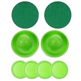 Veemoon Airhockey Schieber und 76mm Abs Pucks Ersatzset für Airhockey Tisch Grün Kunststoff Hockeyzubehör für Spielzimmer und Wettkampf