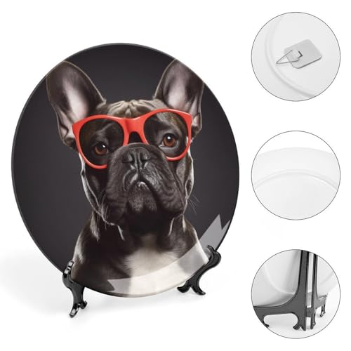 Plato decorativo de porcelana Bulldog Francés 6 pulgadas miniatura 4
