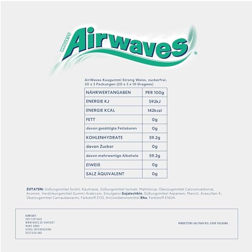 Airwaves Kaugummi Zuckerfrei, Strong Gum, 30 x 12 Dragees, Großpackung Chewing Gum, Kaugummi ohne Zucker mit Minz Frische (360 Dragees) – Ansicht 2