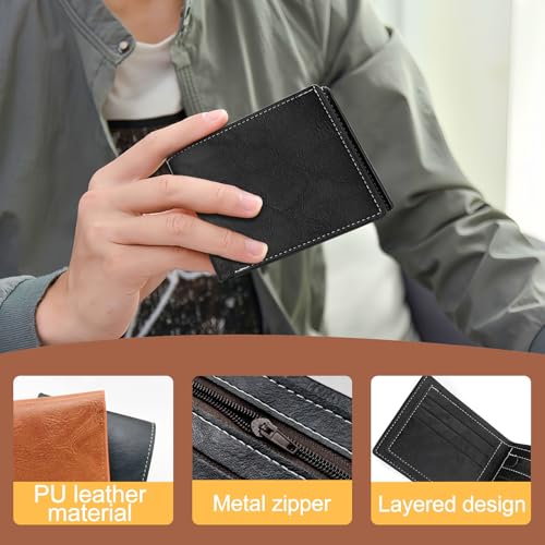 Men Wallets, PU Leather Card Holder Wallet Lightweight Card Wallet for Work, Shopping, Travel Credit Card Holders for Men(Black)4