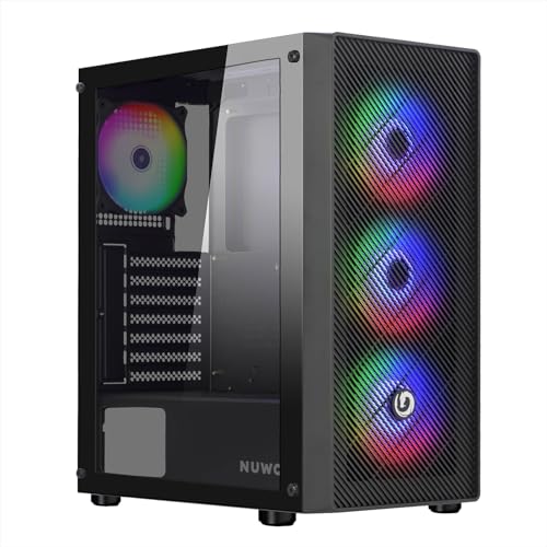 Nuwo Rodan R603 Nero Case PC Gaming Mid Tower ATX, Micro-ATX, mini-ITX, 4 Ventole LED ARGB...