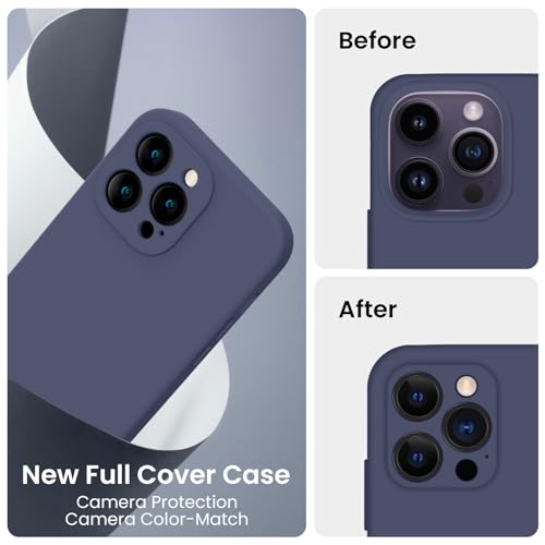 Image of FireNova Designed for iPhone 14 Pro Case, Silicone Upgraded [Camera Protection] Phone Case, Soft Anti-Scratch Microfiber Lining Inside, 6.1 inch, Navy Blue