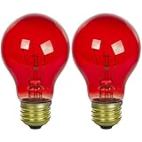 Sunlite 25A/TR/CD2 Incandescent 25-Watt, Medium Based, A19 Colored Bulb, Transparent Red, Carded 2-Pack