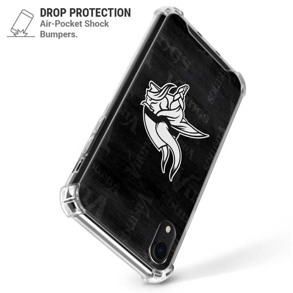 Skinit Clear Phone Case Compatible with iPhone XR - Officially Licensed NFL Minnesota Vikings Black & White Design