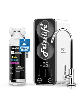 Foto di Frizzlife PD600 - Depuratore Acqua Sottolavello, Osmosi Inversa con Rimineralizzazione Alcalina, Rapporto di Scarico 2:1, Filtro Acqua Potabile Senza Serbatoio, con Rubinetto in Acciaio Inox