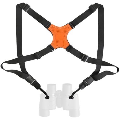 HUNTPAL Binocular Harness Strap for Hunting and Birding Wacthing, X-shaped Decompression Cross Body, Fits for Carrying Binocular, Cameras, Rangefinders (Orange)