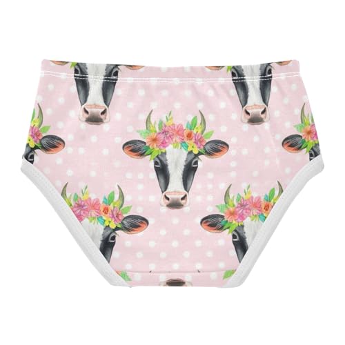 Cow Heads Flower Cute Panties Girl Toddler Underwear Floral Cotton Artistic Briefs Girls Undies 2t2