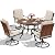 MELLCOM 5-Piece Outdoor Dining Set, 4 Swivel Leather-Look Chairs with Cushions & Round Dining Table with Umbrella Hole, Patio Furniture Set for Porch, Garden, Backyard, Poolside, Deck, Beige