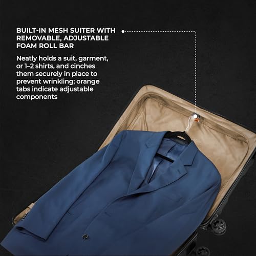 Image of Briggs & Riley 27 inch Medium Spinner - Checked Luggage for Travel, Suitcases with Wheels, Hardside Rolling Bag for Men & Women, Self-Repairing Zipper - Torq Collection, Stealth Black