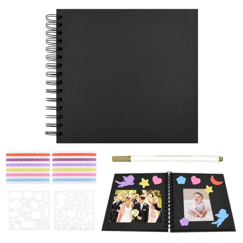 AolKee Álbum de fotos negro para personalizar de 20.3 cm, álbum de fotos DIY con 40 páginas, libros de recuerdos para la familia, álbum de invitados, álbum de fotos para boda, aniversario, bebé