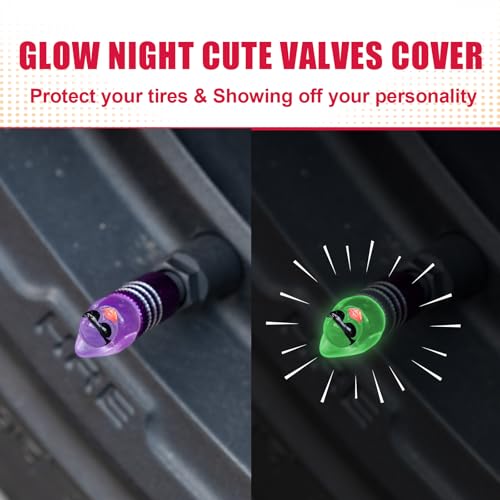 4Pcs Tire Valve Stem Cap Cover for Car SUV Truck, Valve Cover with Funny Duck Sunglasses, Decorative Tire Valve Caps Wheel Accessories (Purple Sunglasses Duck)