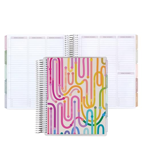 7x9 Coiled Academic Planner (January 2026 - December 2026) - Journey cover, Pastel Minimal theme, platinum coil