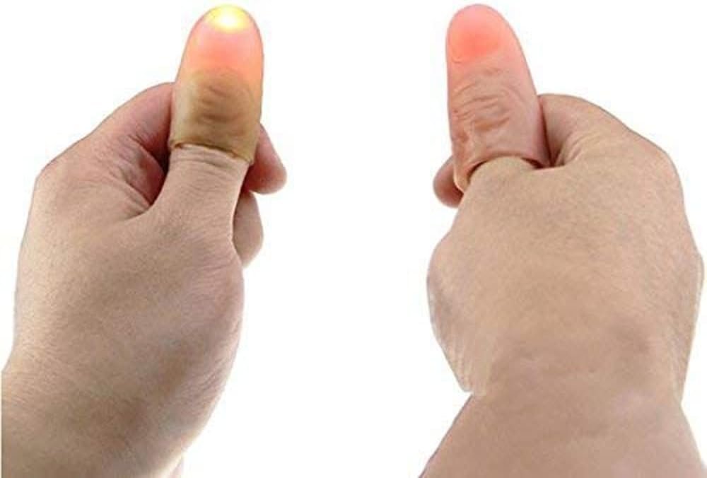 Plastic 1 Pair of Amazing Funny LED Light Flashing Finger Magic Trick Props Kids Fantastic Glow Luminous Toys for Magician & Entertainers , Yellow