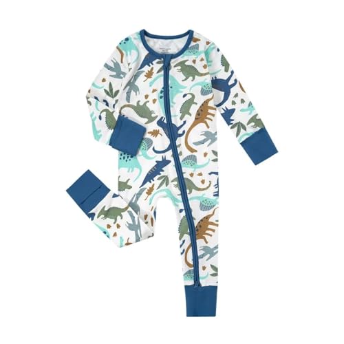Image of Teach Leanbh Unisex Baby Footless Pajamas with Mittens and Feet Cuffs Cotton 2 Way Zipper Long Sleeve Romper Sleep and Play