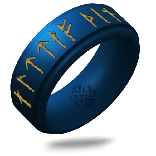 Knot Theory Viking Silicone Ring - Yours Always in Rune Characters Breathable Comfort Fit - Valentine's Engagement Mens Wedding Band