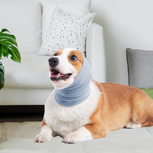 Image of Dog Ear Muffs with Noise Protection Breathable Calming Band for Dogs & Cats Head Wrap with Anxiety Relief (Blue, Small)