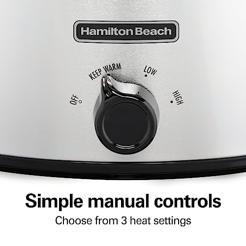 Hamilton Beach 6-Quart Slow Cooker with 3 Cooking Settings, Dishwasher-Safe Stoneware Crock & Glass Lid, Silver (33665G) - Image 6
