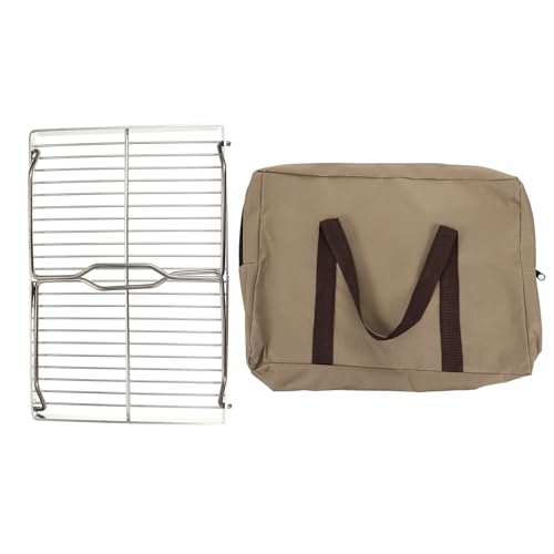 Angoily Parrilla Plegable para Fogatas de Acero Inoxidable 304 Portátil y Compacta 345X23X165 CM Bolsa Adecuado para Barbacoas al Aire Libre Camping y Picnics