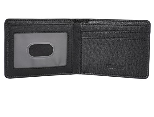 Mens Slim Front Pocket Wallet ID Window Card Case with RFID Blocking - Cross Black4