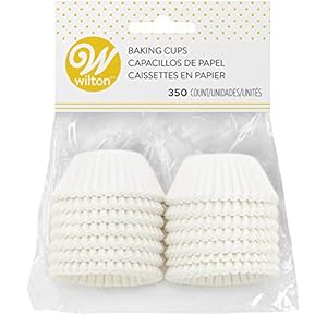 Wilton Mini Baking Cups – Use Mini Baking Liners for Baking Cupcakes or Muffins, Ideal for Holiday Candy and Nuts Too, White, 1.25-Inch Diameter, 350-Count