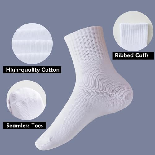 EPEIUS Unisex Kids Crew Socks Soft Cotton Seamless School Socks for Girls Boys Dress Sox White Black Navy 4/6/8 Pairs3