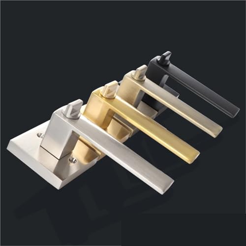 Door Lock Single Tongue Black Keyless Handle Universal Gold Three-Lever 1Pcs(WIRE DRAWING- BK_60MM)