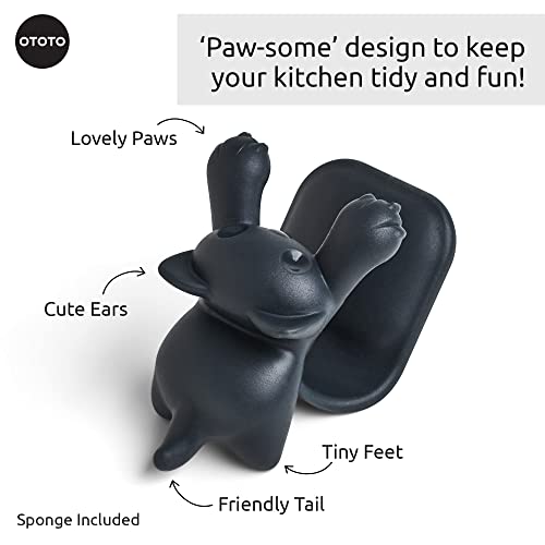 OTOTO Scrubby Cute Cat Sponge Holder for Kitchen Sink - Dishwasher Safe Dish Organizer- Compact, Cute Kitchen Accessories, Dish Sponge, White Elephant Gifts