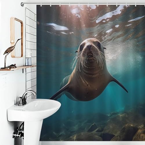Rideau de douche en tissu polyester phoque imperméable et résistant 152x183 - 6