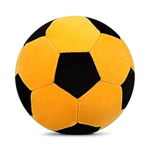 Babique Ball Soft Toy Stuffed Plush Ball Kids Baby Boy Girl Birthday Gift 25 cm Yellow-Black