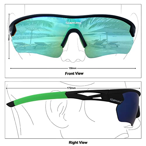 OUTDOORSPARTA Sports Sunglasses(3. Black Frame, Full Lens Green), 3. Black Frame, Full Lens Mirrored Green - Image 2