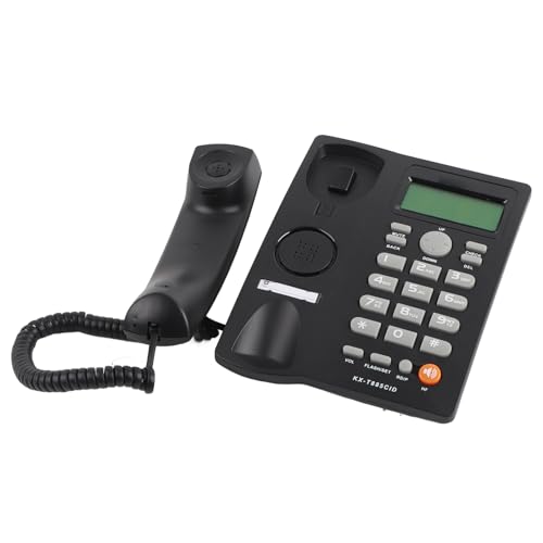 Teléfono de línea fija con cable, diseño beige y blanco miniatura 3