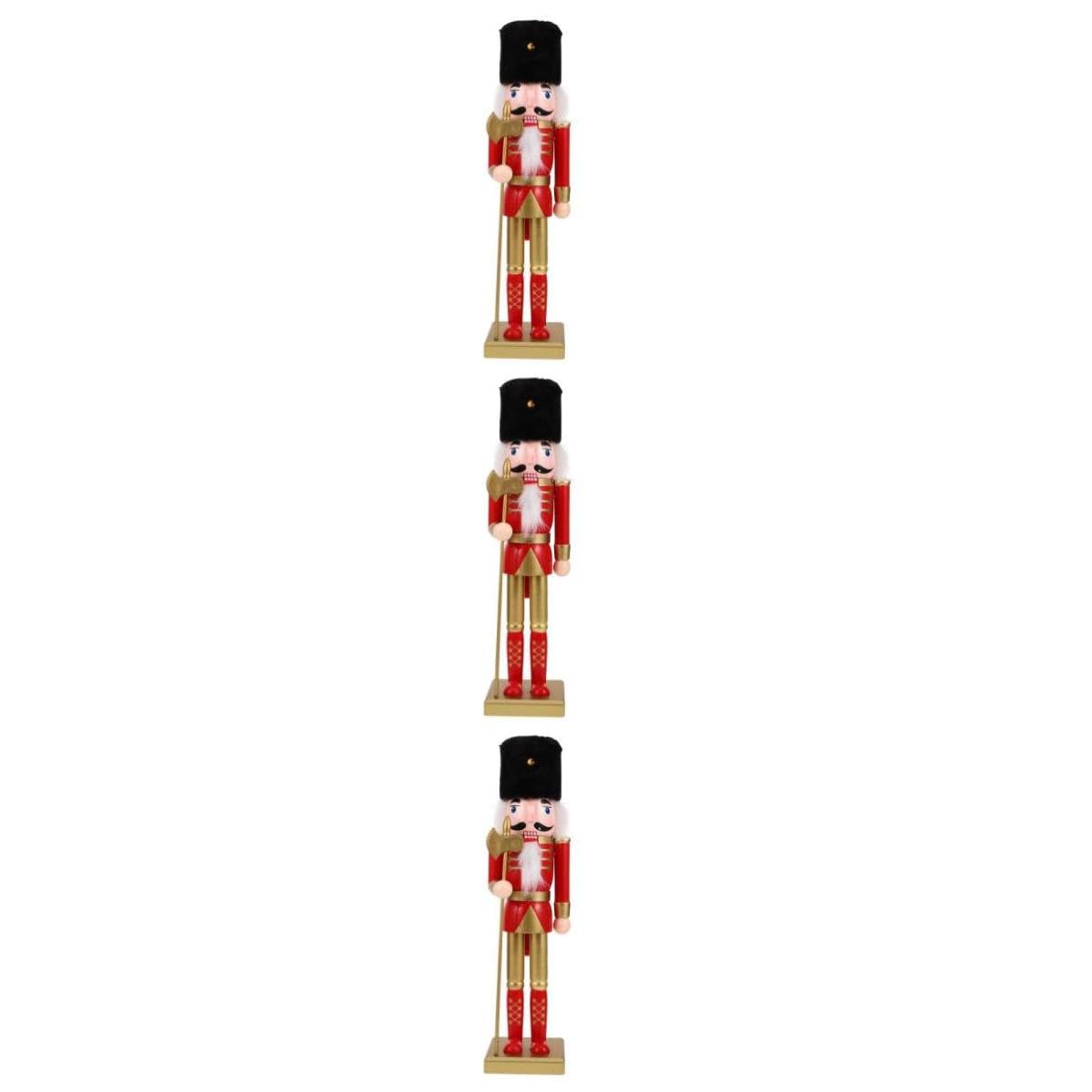 minkissy 3 Stück cm Nussknackerfigur mit Stabiler Basis, Rote Deko