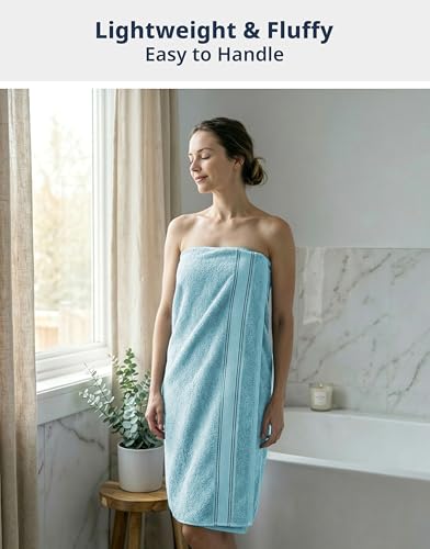 Image of Lane Linen Luxury 18-Piece Solid Cotton Bathroom Towel Set - 6 Bath Towels, 6 Hand Towels, 6 Wash Cloths - Blue