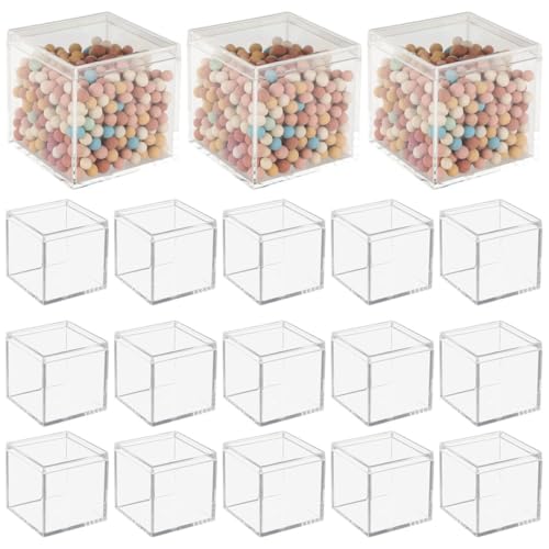 18 mini cajas de acrílico transparente, recipientes cuadrados transparentes para joyas, aperitivos, coleccionables y objetos pequeños